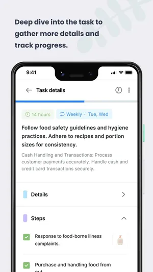 Task details with step-by-step checklist