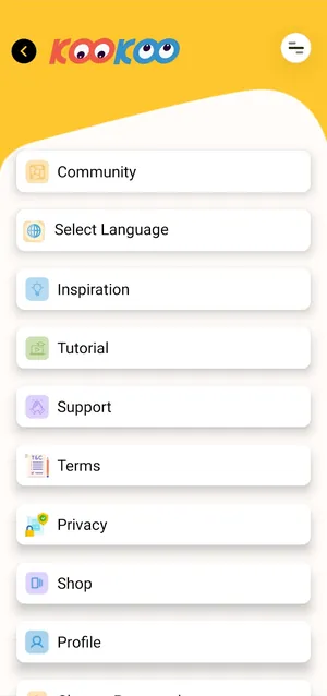 Menu: community, tutorials and shop