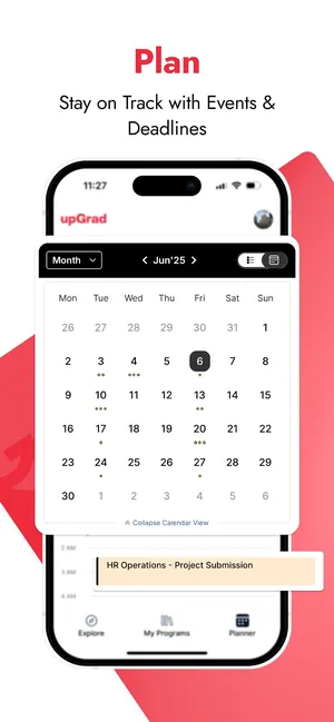 Plan: a calendar of events and deadlines